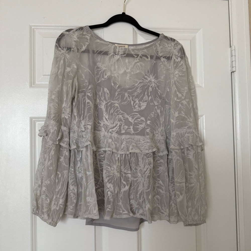 Sundance Silk Sheer Floral Boho Blouse Size XS